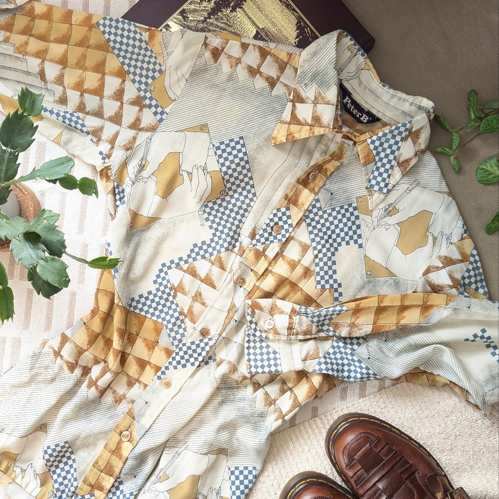 Peter B | 70s | Vintage | Wing Tip Collared Artist Illustrator Shirt